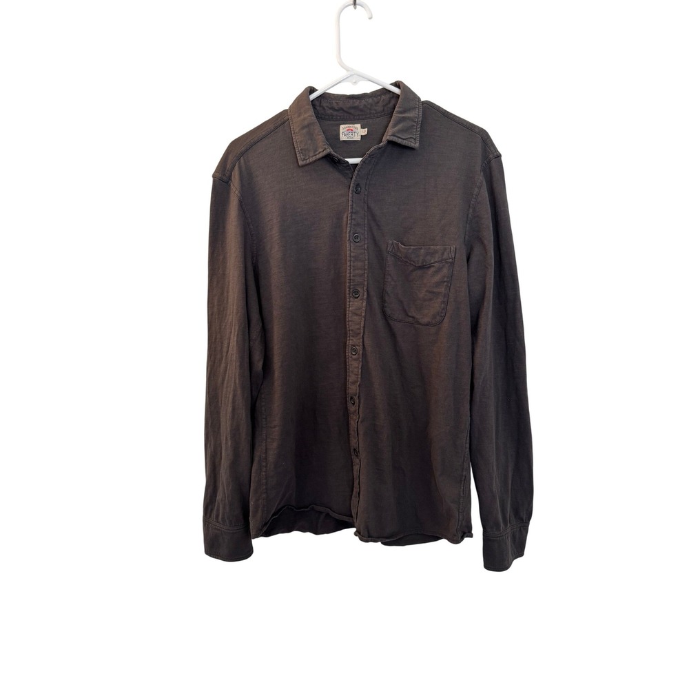 Faherty Brand Mens Large Organic Cotton Knit Button Down Shirt Gray L